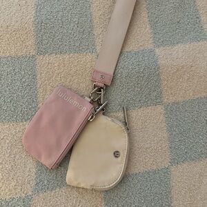 Lululemon Dual Pouch Wristlet Keychain White Opal/Pink Peony